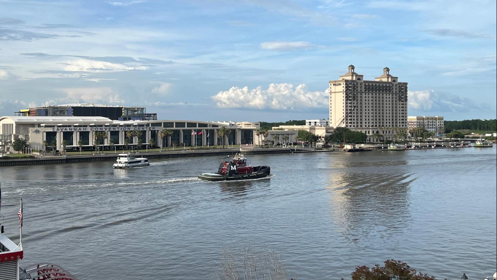 Savannah Convention Center  Westin Hotel from across the river