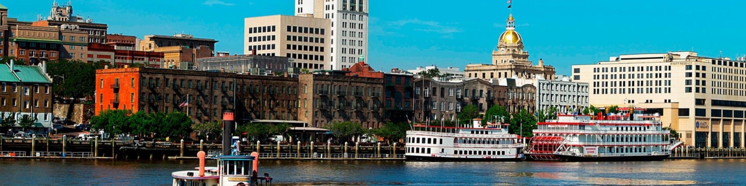 Downtown river view Savannah Bellesferry